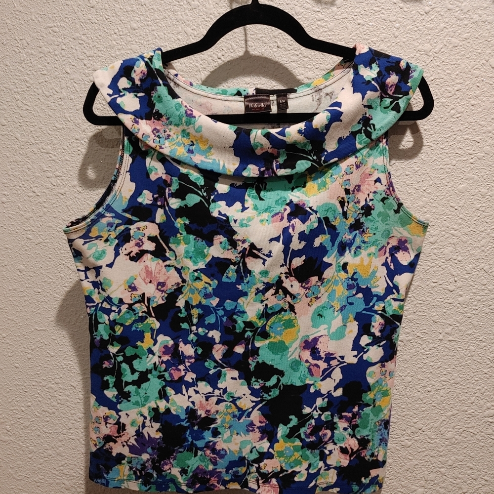 Cute abstract floral cotton top L by Rafaella Studio